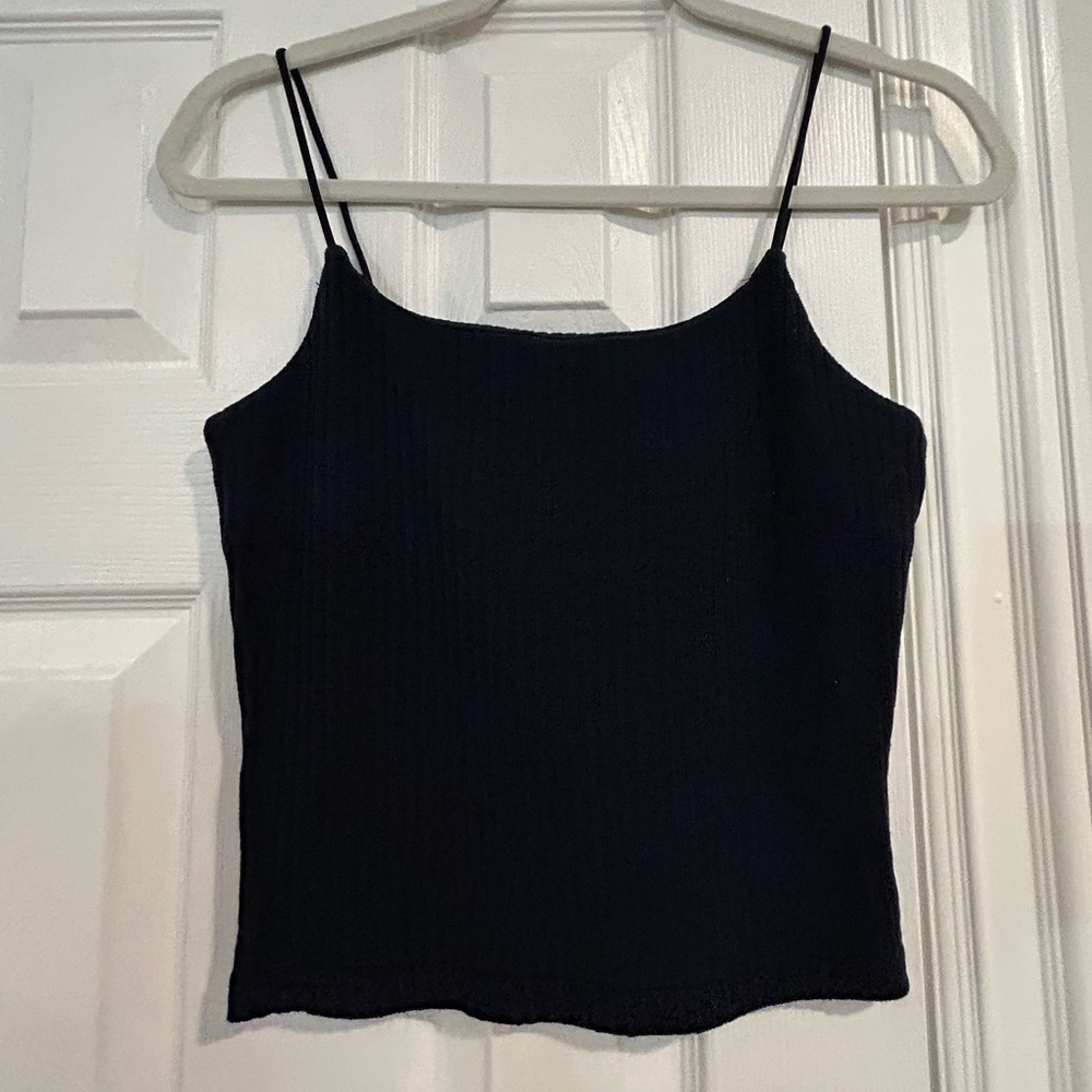 Navy ribbed spaghetti strap tank top size small